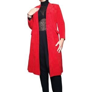 70's Vintage Roth Le Cover Red Ultra Suede Duster Jacket size 10 Open Front